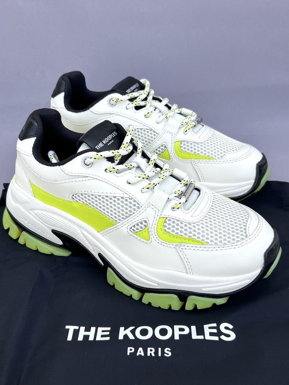 The Kooples Women's White Platform White Sneakers Leather Fabric uppers 7US Size
